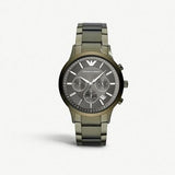 Emporio Armani Renato Chronograph Quartz Grey Dial Green Steel Strap Watch For Men - AR11117 Authentic Buy Shop Now