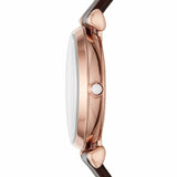 Emporio Armani Gianni T-Bar Silver Dial Brown Leather Strap Watch For Women - AR11269 Authentic Buy Shop Now