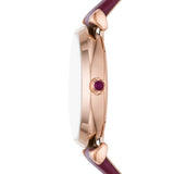 Emporio Armani Gianni T Bar Crystals Maroon Dial Maroon Leather Strap Watch for Women - AR11487 Authentic Buy Shop Now
