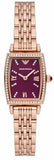 Emporio Armani Two Hand Diamonds Burgundy Dial Rose Gold Steel Strap Watch For Women - AR11488 Authentic Buy Shop Now