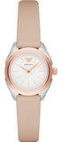Emporio Armani Valeria Quartz White Dial Beige Leather Strap Watch For Women - AR11031 Authentic Buy Shop Now
