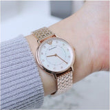 Emporio Armani Kappa Analog Mother of Pearl Dial Rose Gold Steel Strap Watch For Women - AR11006 Authentic Buy Shop Now