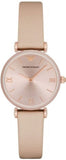 Emporio Armani Gianni T-Bar Quartz Rose Gold Dial Pink Leather Strap Watch For Women - AR11001 Authentic Buy Shop Now