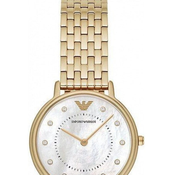 Emporio Armani Dress Analog Mother of Pearl Dial Gold Steel Strap Watch For Women - AR11007 Authentic Buy Shop Now
