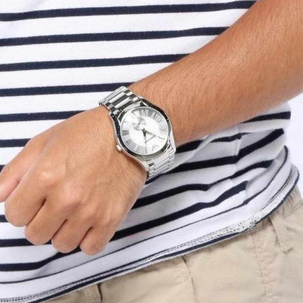Emporio Armani Dress Quartz Silver Dial Silver Steel Strap Watch For Men - AR11084 Authentic Buy Shop Now
