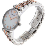 Emporio Armani Gianni T-Bar Mother of Pearl Dial Two Tone Steel Strap Watch For Women - AR1987 Authentic Buy Shop Now