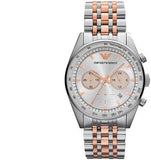 Emporio Armani Sportivo Chronograph Silver Dial Two Tone Steel Strap Watch For Men - AR5999 Authentic Buy Shop Now