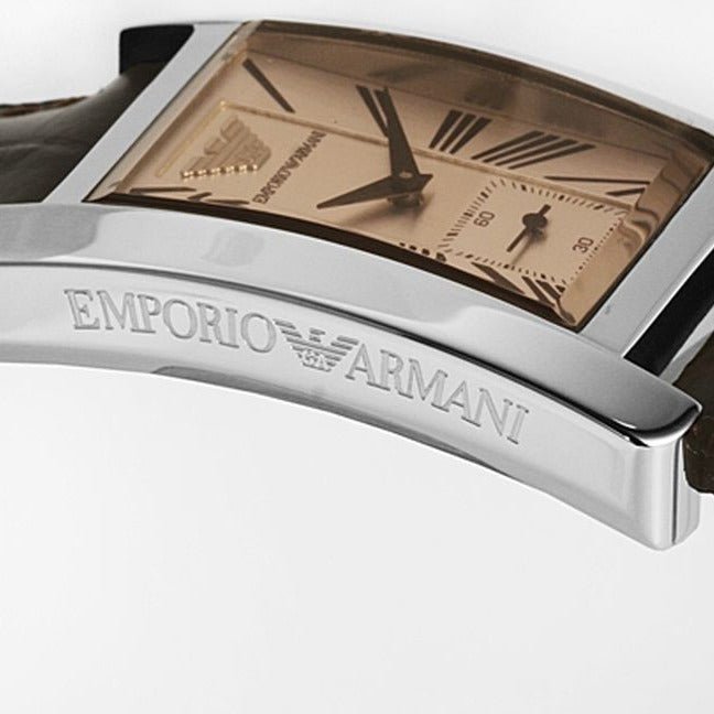 Emporio Armani Classic Beige Dial Brown Leather Strap Watch For Women - AR0155 Authentic Buy Shop Now