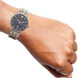 Emporio Armani Classic Blue Dial Two Tone Steel Strap Watch For Men - AR1847 Authentic Buy Shop Now