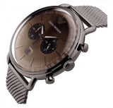 Emporio Armani Aviator Brown Dial Grey Mesh Bracelet Watch For Men - AR11141 Authentic Buy Shop Now