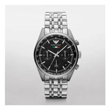 Emporio Armani Sportivo Chronograph Black Dial Silver Steel Strap Watch For Men - AR5984 Authentic Buy Shop Now