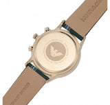 Emporio Armani Renato Chronograph Silver Dial Green Leather Strap Watch For Men - AR11233 Authentic Buy Shop Now