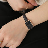 Daniel Wellington Quadro Sheffield Black Dial Black Leather Strap Watch For Women - DW00100435 Authentic Buy Shop Now
