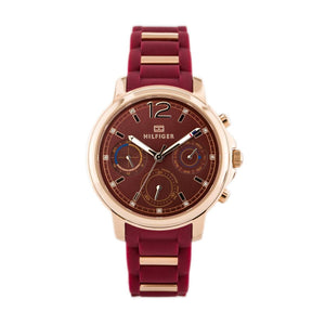 Tommy Hilfiger Claudia Red Dial Two Tone Steel Strap Watch for Women - 1781744 Authentic Buy Shop Now