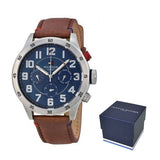 Tommy Hilfiger Trent Quartz Blue Dial Brown Leather Strap Watch for Men - 1791066 Authentic Buy Shop Now