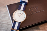 Daniel Wellington Classy Glasgow White Dial Two Tone Nylon Strap Watch For Women - DW00100078 Authentic Buy Shop Now