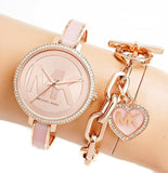 Michael Kors Jaryn Analog Rose Gold Dial Pink Steel Strap Watch For Women - MK4545 Authentic Buy Shop Now