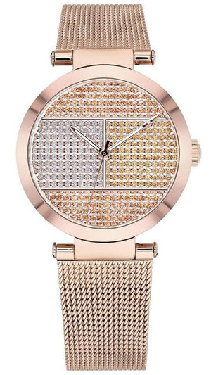 Tommy Hilfiger Lynn Crystals Rose Gold Dial Rose Gold Mesh Strap Watch For Women - 1781868 Authentic Buy Shop Now