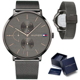 Tommy Hilfiger Jenna Multifunction Grey Dial Grey Mesh Bracelet Watch For Women - 1781945 Authentic Buy Shop Now