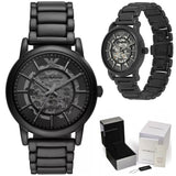 Emporio Armani Meccanico Skeleton Black Dial Black Steel Strap Watch For Men - AR60045 Authentic Buy Shop Now