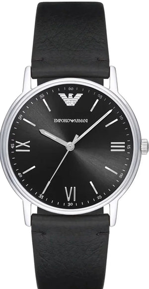 Emporio Armani Kappa Analog Quartz Black Dial Black Leather Strap Watch For Men - AR11013 Authentic Buy Shop Now