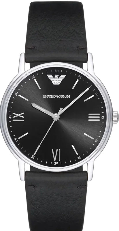 Emporio Armani Kappa Analog Quartz Black Dial Black Leather Strap Watch For Men - AR11013 Authentic Buy Shop Now