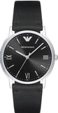 Emporio Armani Kappa Analog Quartz Black Dial Black Leather Strap Watch For Men - AR11013 Authentic Buy Shop Now
