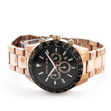 Michael Kors Layton Chronograph Black Dial Rose Gold Steel Strap Watch For Men - MK8824 Authentic Buy Shop Now