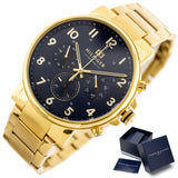 Tommy Hilfiger Daniel Chronograph Blue Dial Gold Steel Strap Watch for Men - 1710384 Authentic Buy Shop Now