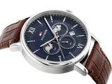 Tommy Hilfiger Evan Chronograph Blue Dial Brown Leather Strap Watch for Men - 1710393 Authentic Buy Shop Now