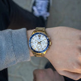 Tommy Hilfiger Luke Chronograph White Dial Gold Steel Strap Watch for Men - 1791121 Authentic Buy Shop Now