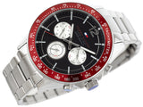 Tommy Hilfiger Luke Chronograph Black Dial Silver Steel Strap Watch for Men - 1791122 Authentic Buy Shop Now