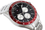 Tommy Hilfiger Luke Chronograph Black Dial Silver Steel Strap Watch for Men - 1791122 Authentic Buy Shop Now