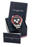 Tommy Hilfiger Luke Chronograph Black Dial Silver Steel Strap Watch for Men - 1791122 Authentic Buy Shop Now