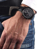Tommy Hilfiger Aden Chronograph Black Dial Black Leather Strap Watch for Men - 1791310 Authentic Buy Shop Now