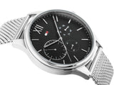 Tommy Hilfiger Damon Quartz Chronograph Black Dial Silver Mesh Bracelet Watch for Men - 1791415 Authentic Buy Shop Now