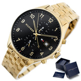 Tommy Hilfiger West Chronograph Quartz Black Dial Gold Steel Strap Watch For Men - 1791708 Authentic Buy Shop Now