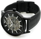 Emporio Armani Meccanico Automatic Black Dial Black Leather Strap Watch For Men - AR60042 Authentic Buy Shop Now