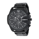 Diesel Mega Chief Chronograph Black Dial Black Steel Strap Watch For Men - DZ4283 Authentic Buy Shop Now