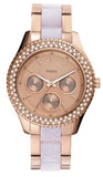 Fossil Stella Multifunction Rose Gold Dial Two Tone Steel Strap Watch for Women - ES4755 Authentic Buy Shop Now