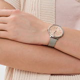Fossil Jacqueline Three Hand Pink Dial Silver Mesh Strap Watch for Women - ES5089 Authentic Buy Shop Now