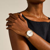 Fossil Jacqueline Moonphase Mother of Pearl Dial Gold Steel Strap Watch for Women - ES5167 Authentic Buy Shop Now