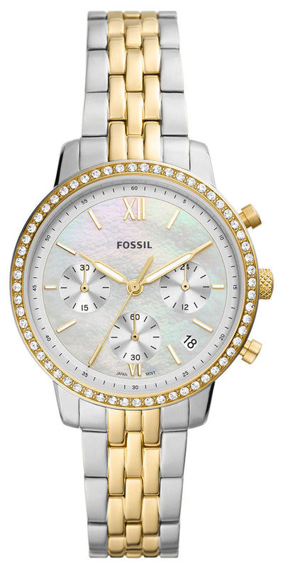 Fossil Neutra Chronograph Mother of Pearl White Dial Two Tone Steel Strap Watch for Women - ES5216 Authentic Buy Shop Now