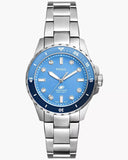 Fossil Blue Dive Three Hand Blue Dial Silver Steel Strap Watch For Women - ES5353 Authentic Buy Shop Now