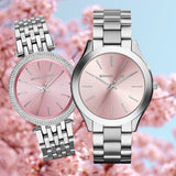 Michael Kors Slim Runway Quartz Pink Dial Silver Steel Strap Watch For Women - MK3380 Authentic Buy Shop Now