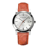 Burberry The City Silver Dial Orange Leather Strap Watch for Women - BU9121 Authentic Buy Shop Now