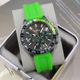 Fossil Bannon Chronograph Grey Dial Green Silicone Strap Watch for Men - BQ2501 Authentic Buy Shop Now