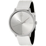 Calvin Klein Accent Silver Dial White Leather Strap Watch for Men - K2Y2X1KW Authentic Buy Shop Now