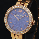 Swarovski Daytime Glittering Blue Dial Rose Gold Steel Strap Watch for Women - 5182277 Authentic Buy Shop Now