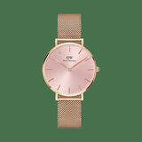 Daniel Wellington Petite Melrose Pink Dial Rose Gold Mesh Strap Watch For Women - DW00100368 Authentic Buy Shop Now